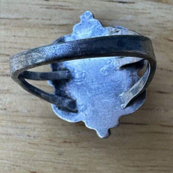 Vintage Navajo Ring Size 6.25‎ Blooming Flower Green Turquoise 925 Sterling 4.4g - Picture 6 of 6